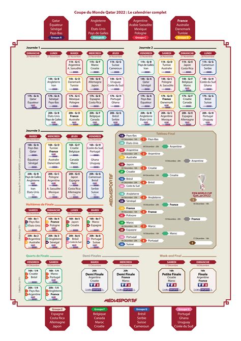 Coupe du Monde 2022 Découvrez notre calendrier complet imprimable de