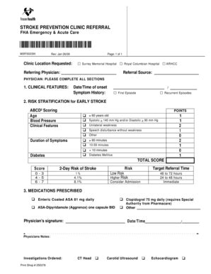 Fillable Online Stroke Prevention Clinic Referral Form Physician Fax