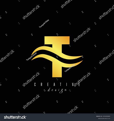 Creative Golden Letter T Logo With Leading Lines Royalty Free Stock