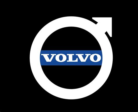 Volvo Logo Brand Car Symbol With Name White And Blue Design Swedish