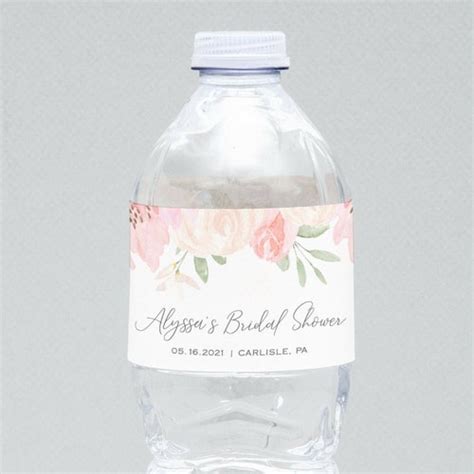 Floral Bridal Shower Water Bottle Labels Pink Bridal Shower Etsy