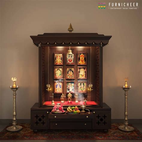 Solid Sheesham Wooden Pooja Mandir Mandap With Gopuram Off