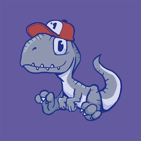 Premium Vector Cool Trex Cartoon Hand Drawing Dinosaur Wearing Hat