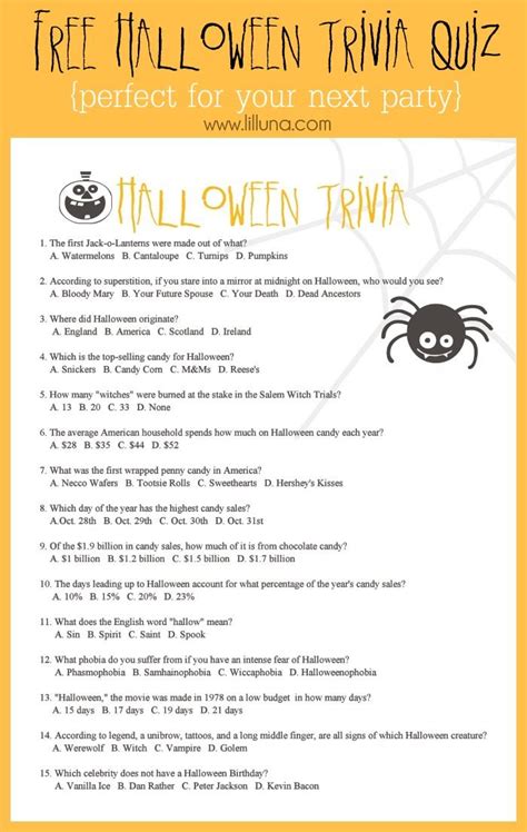 FREE Halloween Trivia Game - Printable