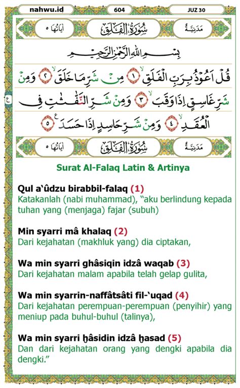 Surah Al Falaq Kandungan Khasiat Dan Artinya