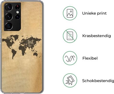 Samsung Galaxy S21 Ultra Hoesje Wereldkaart Kaart Spreuken