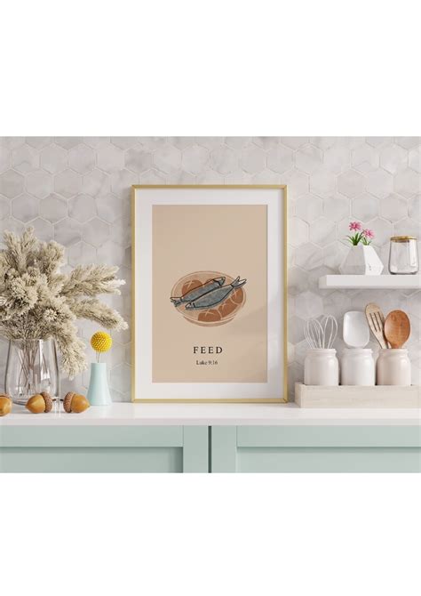 Five Loaves And Two Fish Digital Print Minimalist Christian Etsy