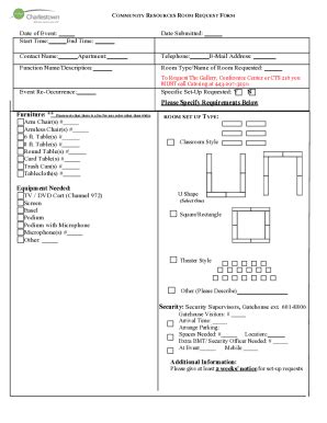 Fillable Online CR Room Request And Set Up Form Revised 8 8 17EKM Hnt