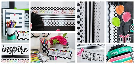 Black White And Stylish Brights Printable Classroom Decor Bundle