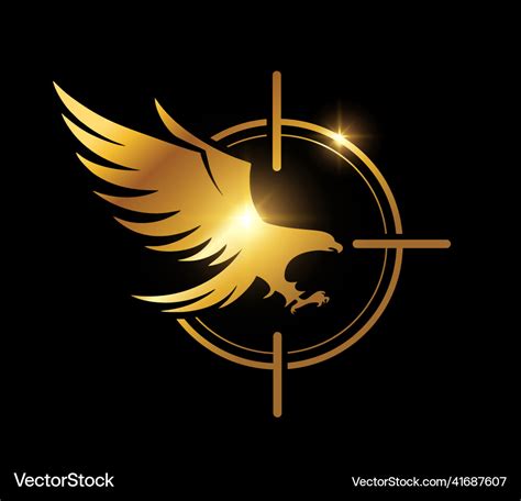 Golden flying eagle logo sign Royalty Free Vector Image