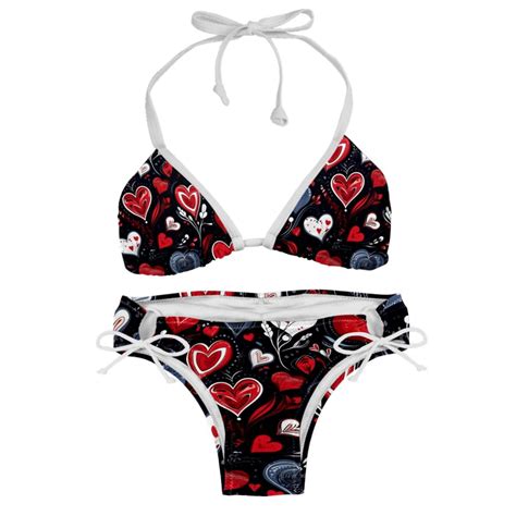 Valentine S Day Love Women S Detachable Sponge Adjustable Strap Bikini