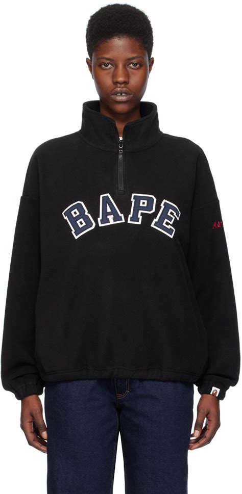 BAPE Pull molletonné noir à demi glissière SSENSE France