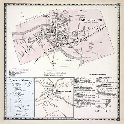 1865 Town Map Of Gouverneur Saint Lawrence County New York Etsy