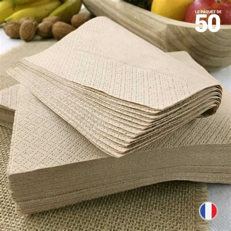 50 Serviettes En Papier Couleur Kraft 2 Plis 33 X 33 Cm