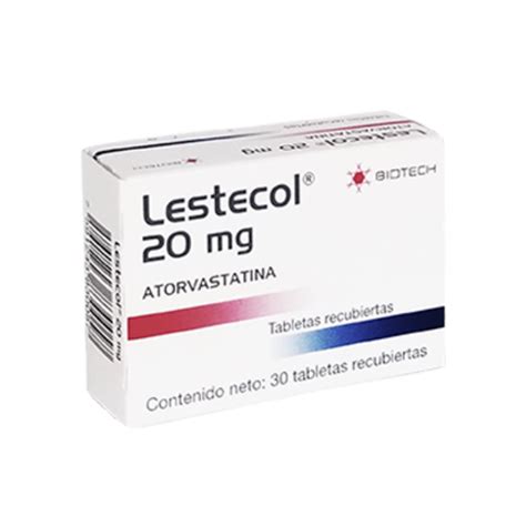 Lestecol Atorvastatina 20mg X 30 Tabletas Biotech Farmadon La