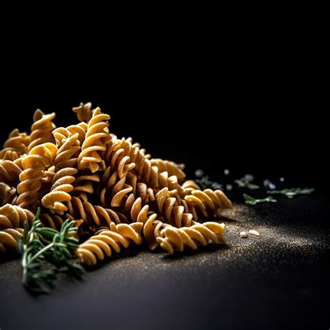 Premium Photo Raw Pasta Fusilli On Black Background