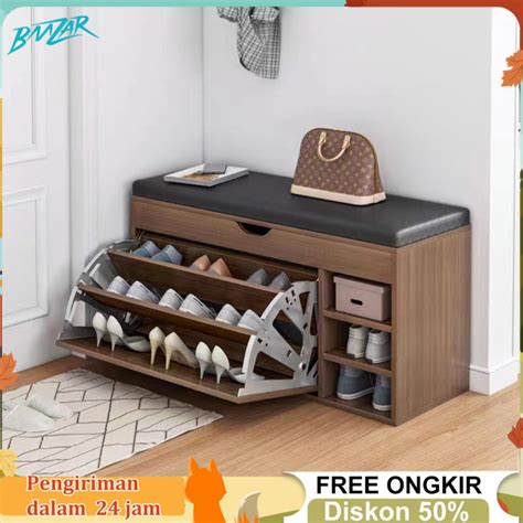 Bm Rak Sepatu Susun Puff Duduk Rak Sepatu Sofa Lemari Sepatu Kayu