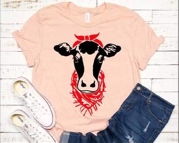 Cow Head Whit Bandana And Scarf Svg Cowboy Western Heifer Farm Milk S