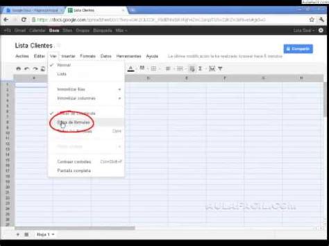 Interfaz De Hoja De C Lculo Hojas De C Lculo Google Docs Aulafacil