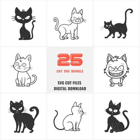 Halloween Cat Svg Bundle Cute Cat Svg Black Cat Svg Etsy