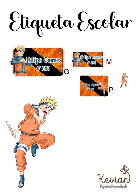 Etiqueta Escolar Naruto Kit Elo Produtos Especiais