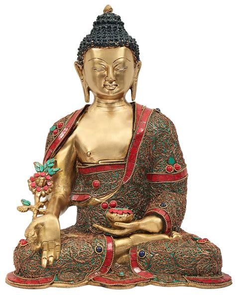 13 Medicine Buddha With Superfine Brass Statue With Inlay Work