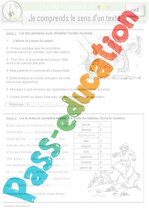 Je comprends le sens d un texte CE2 Gamme de lecture PDF à imprimer