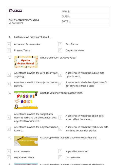 50 Active And Passive Voice Worksheets On Quizizz Free And Printable