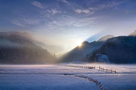 デスクトップ壁紙 日光 風景 森林 山々 日没 海 自然 反射 空 雪 冬 写真 日の出 氷 イブニング 朝