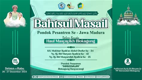 Bahtsul Masail Pondok Pesantren Se Jawa Madura Pondok Pesantren