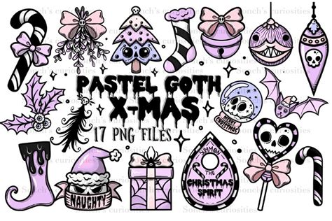 Pastel Goth Christmas Spooky Clipart Large Png Files