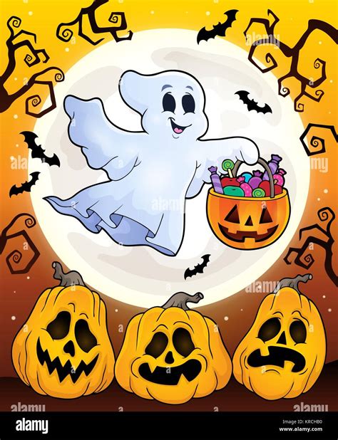 Halloween theme with floating ghost Stock Photo - Alamy