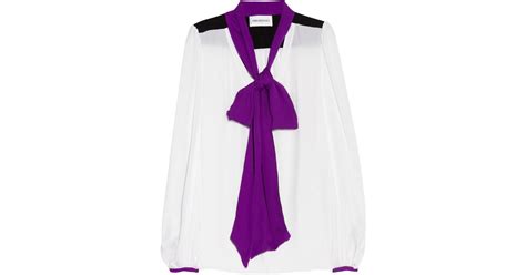 Lyst Emilio Pucci Silk Charmeuse Pussy Bow Blouse In White