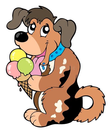 Cartoon Dog Eating Ice Cream Stock Vector - Illustration of drawing, cute: 14979013