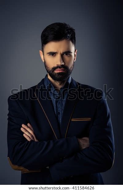 Sexy Serious Man Suit Posing Crossed Stock Photo 411584626 | Shutterstock