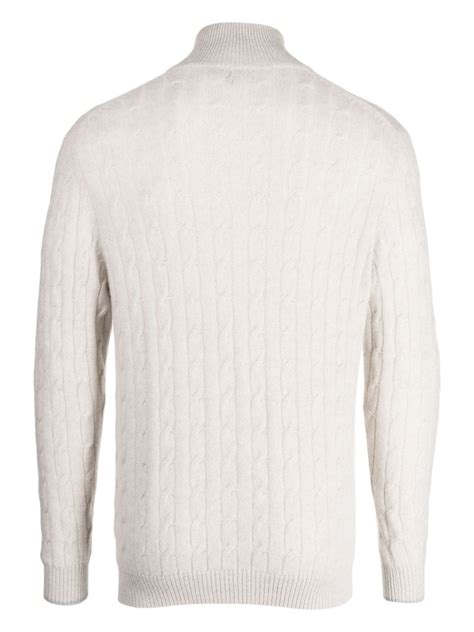 N Peal Cable Knit Half Zip Jumper Neutrals Farfetch