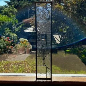 Modern Narrow Stained Glass Panel 5 X 24 Transom Side Light Doorway