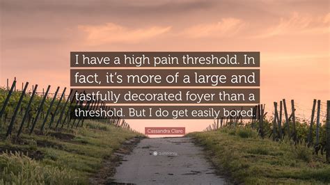 Cassandra Clare Quote: “I have a high pain threshold. In fact, it’s ...