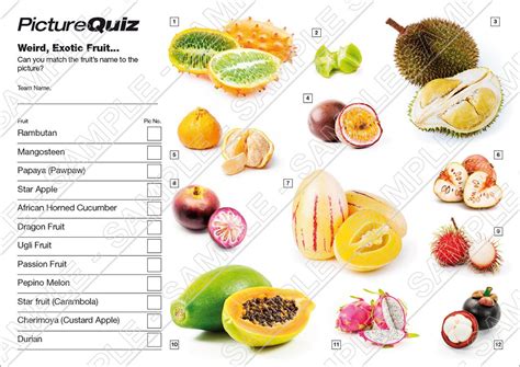 Quiz Number 047 with Weird Fruit Picture Round