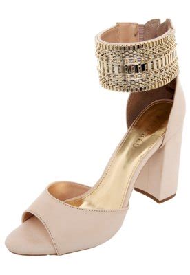 Sandália Salto Grosso FiveBlu Nude Compre Agora Dafiti Brasil