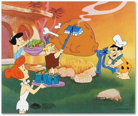 Flintstones Barbecue Animation Cel Flintstones Animated Icons Animation