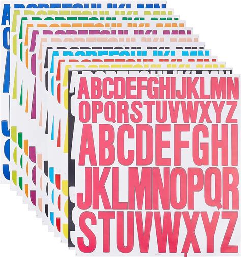 12 Sheets 12 Colors Pvc Alphabet Decorative Stickers Self Adhesive