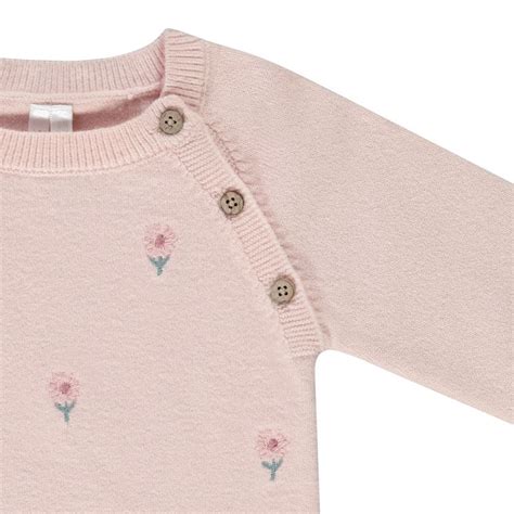 Orchestra Barboteuse en tricot avec broderies fleurs pour bébé fille