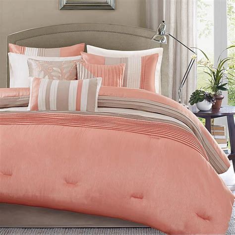 Madison Park Amherst 7 Piece Coral Comforter Set Queen 8177382