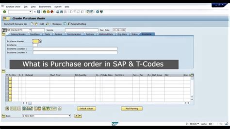 What Is Purchase Order In Sap T Codes Youtube