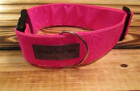 15 29 Neon Pink Dazzle Dog Collar 2 Width Bling Collar Sparkle