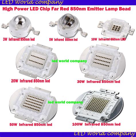 High Power LED Chip 850nm IR Infrared 3W 5W 10W 20W 50W 100W Emitter