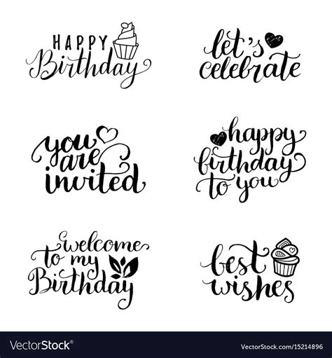 Happy Birthday Hand Lettering Collection Vector Image