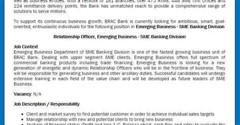 Vacancy Brac Bank Limited Relationship Officer Emerging Business