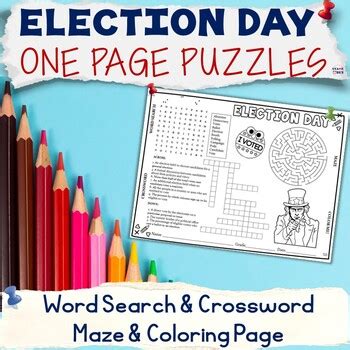 Election Day Us Presidential Election Placemat Word Search Crossword